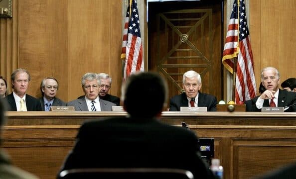 A congressional hearing room