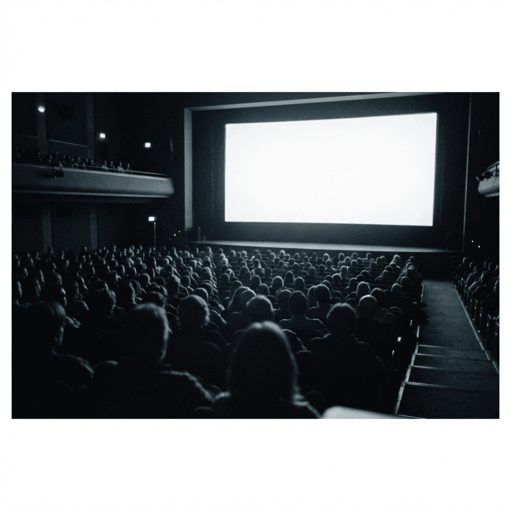 A darkened cinema during a documentary premiere